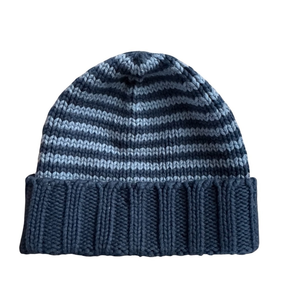 Old Navy Gray Baby Boy Beanie Hat Knit Stripes 0-3M